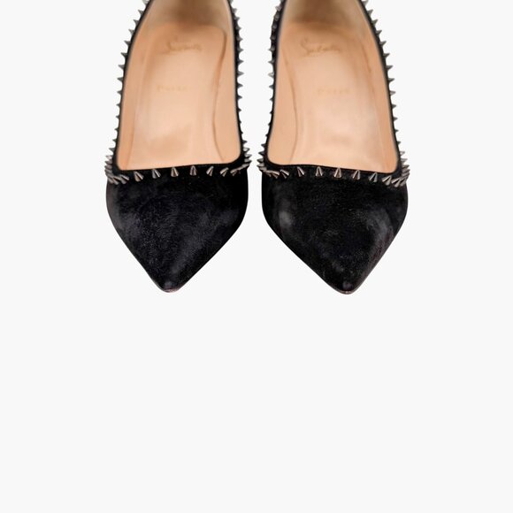 Christian Louboutin Anjalina 85 Black Suede Spike Pumps Heels Size 40.5 US 10.5 - Picture 6 of 15